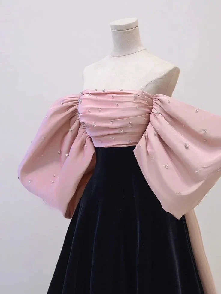 Pretty Off The Shoulder Velvet Satin Long Prom Dress Evening Dress Y7611 - Image 2