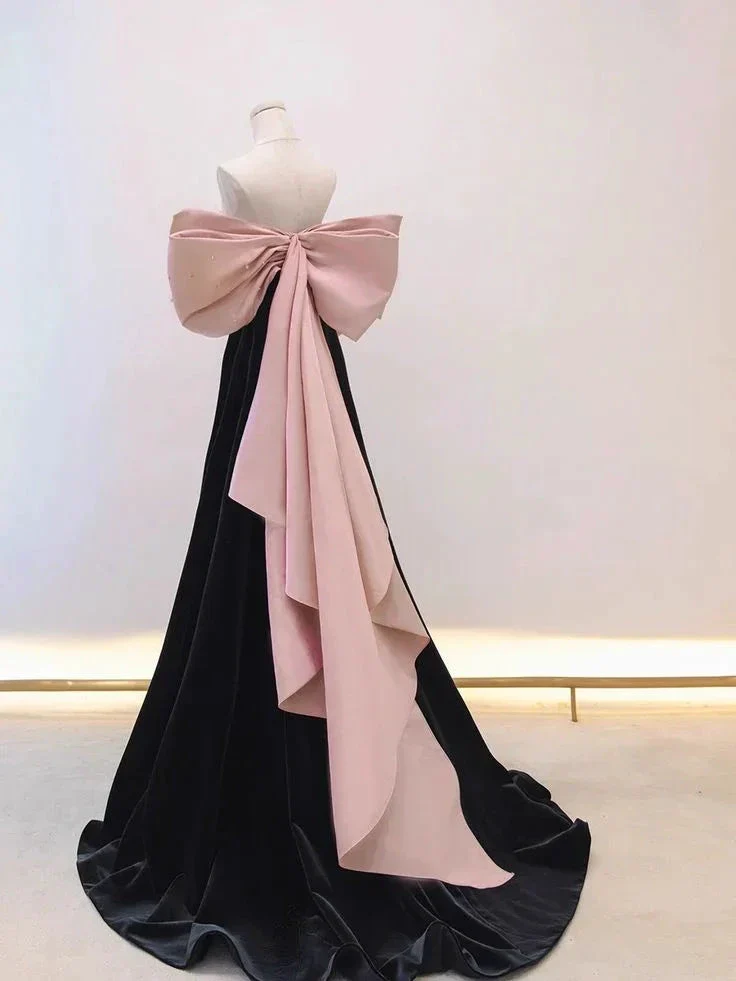 Pretty Off The Shoulder Velvet Satin Long Prom Dress Evening Dress Y7611 - Image 3