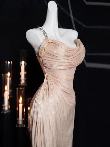Pretty Pink One Shoulder Sheath Prom Evening Dress Y8199 - Image 2