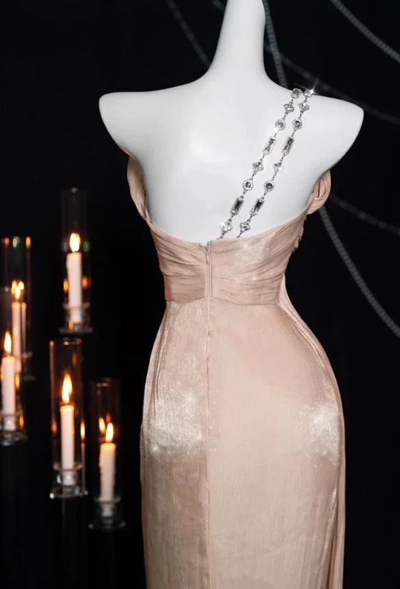 Pretty Pink One Shoulder Sheath Prom Evening Dress Y8199 - Image 3