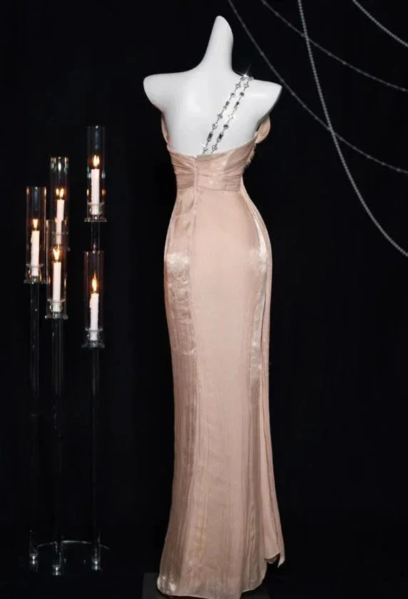 Pretty Pink One Shoulder Sheath Prom Evening Dress Y8199 - Image 4