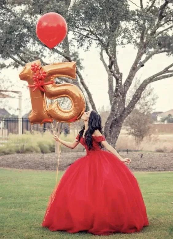Pretty Red Off The Shoulder Quinceanera Dress,Red Ball Gown Y1106 - Image 2