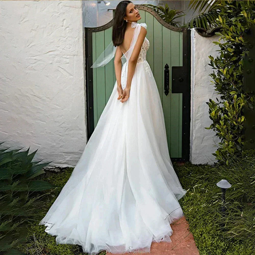 Pretty Sexy Backless Mermaid Square Neck Wedding Dresses Off Shoulder Sleeveless Boho Bridal Gowns With Train Bride Dresses 2023 - Image 2