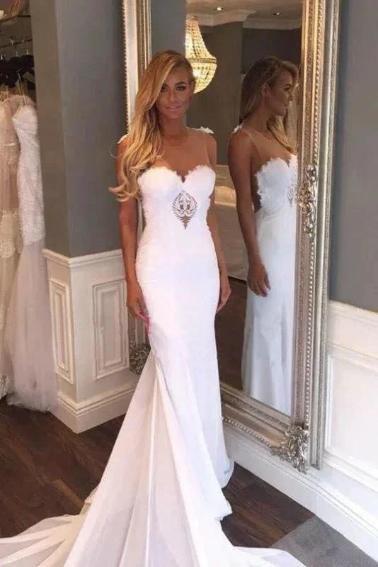 Pretty Sheath Sleeveless Long Beach with Lace Elegant Wedding Dresses - Image 2