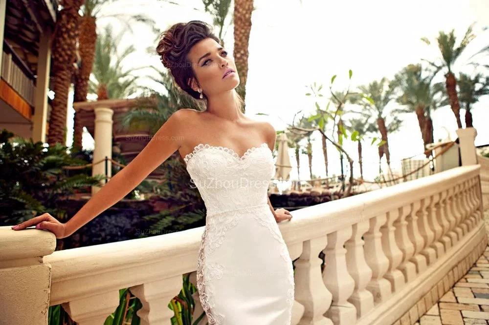 Sweetheart Lace Wedding Dress Mermaid Zipper Sleeveless Bridal Dresses - Image 2