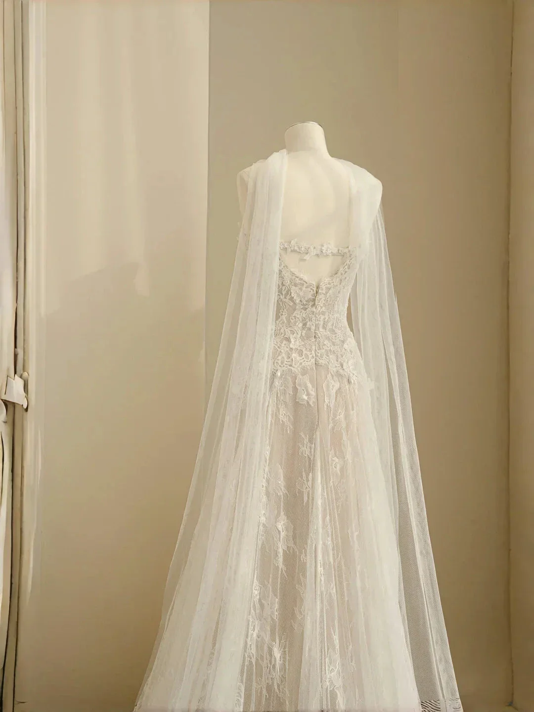 Pretty Strapless Tulle Lace Long A Line Wedding Dress,Formal Prom Evening Dress Y8686 - Image 6