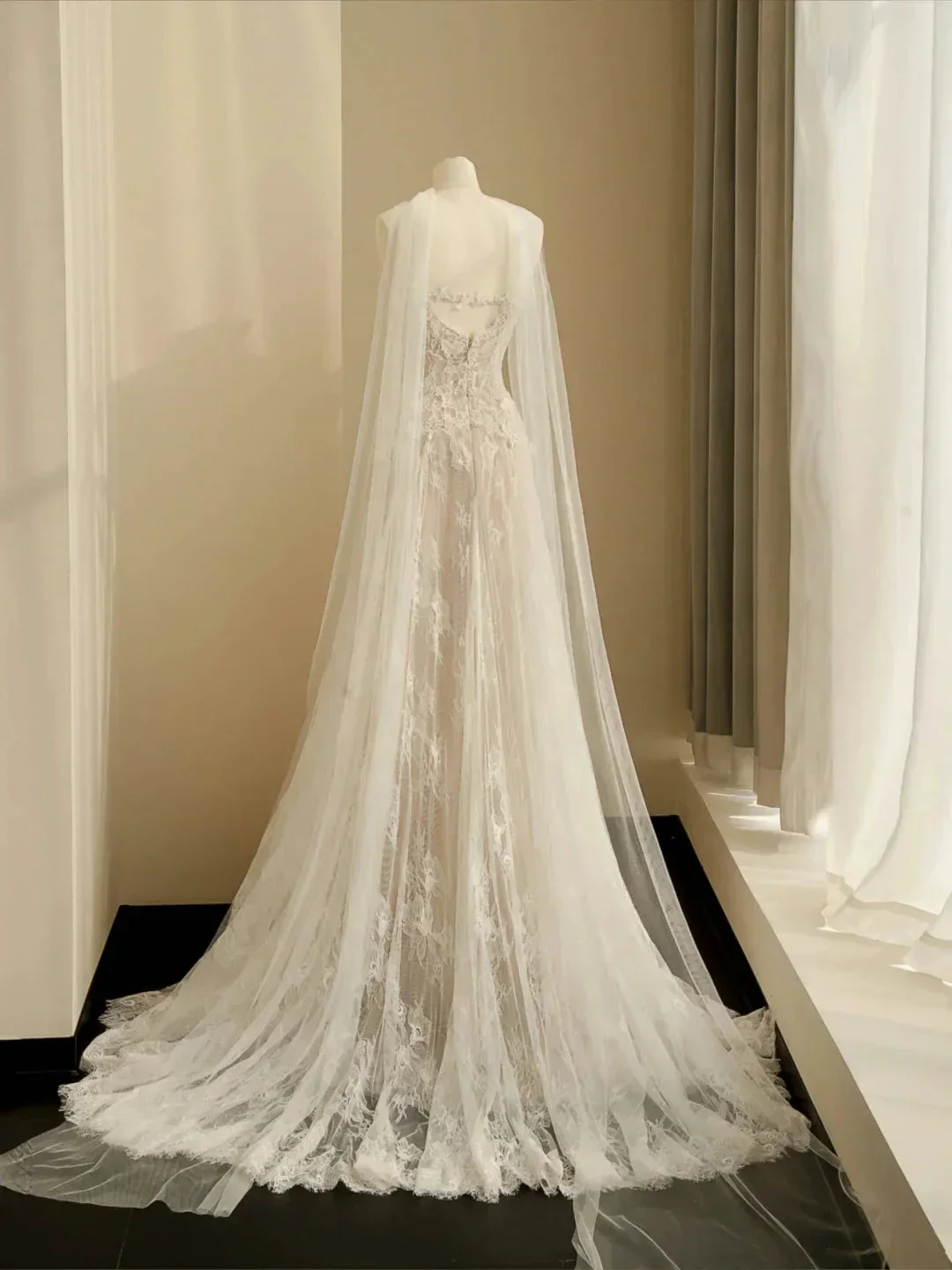 Pretty Strapless Tulle Lace Long A Line Wedding Dress,Formal Prom Evening Dress Y8686 - Image 7