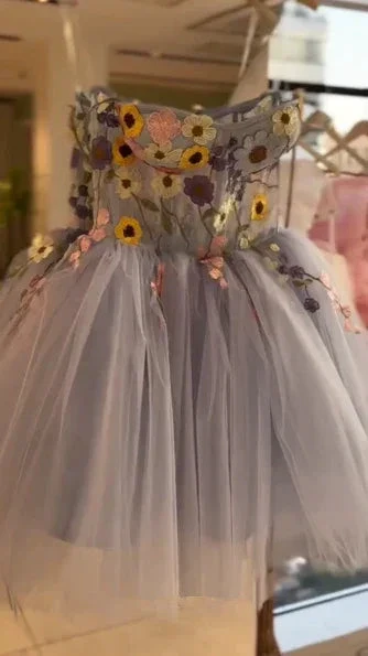 Pretty Tulle Appliques A Line Homecoming Dress Blue Short Birthday Party Dress Y8513 - Image 3