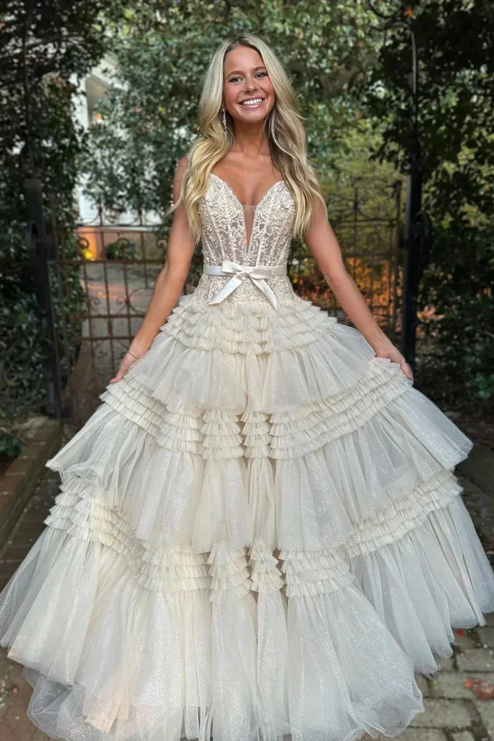 Princess A Line Off the Shoulder Light Pink Long Prom Dress with Ruffles - Image 5
