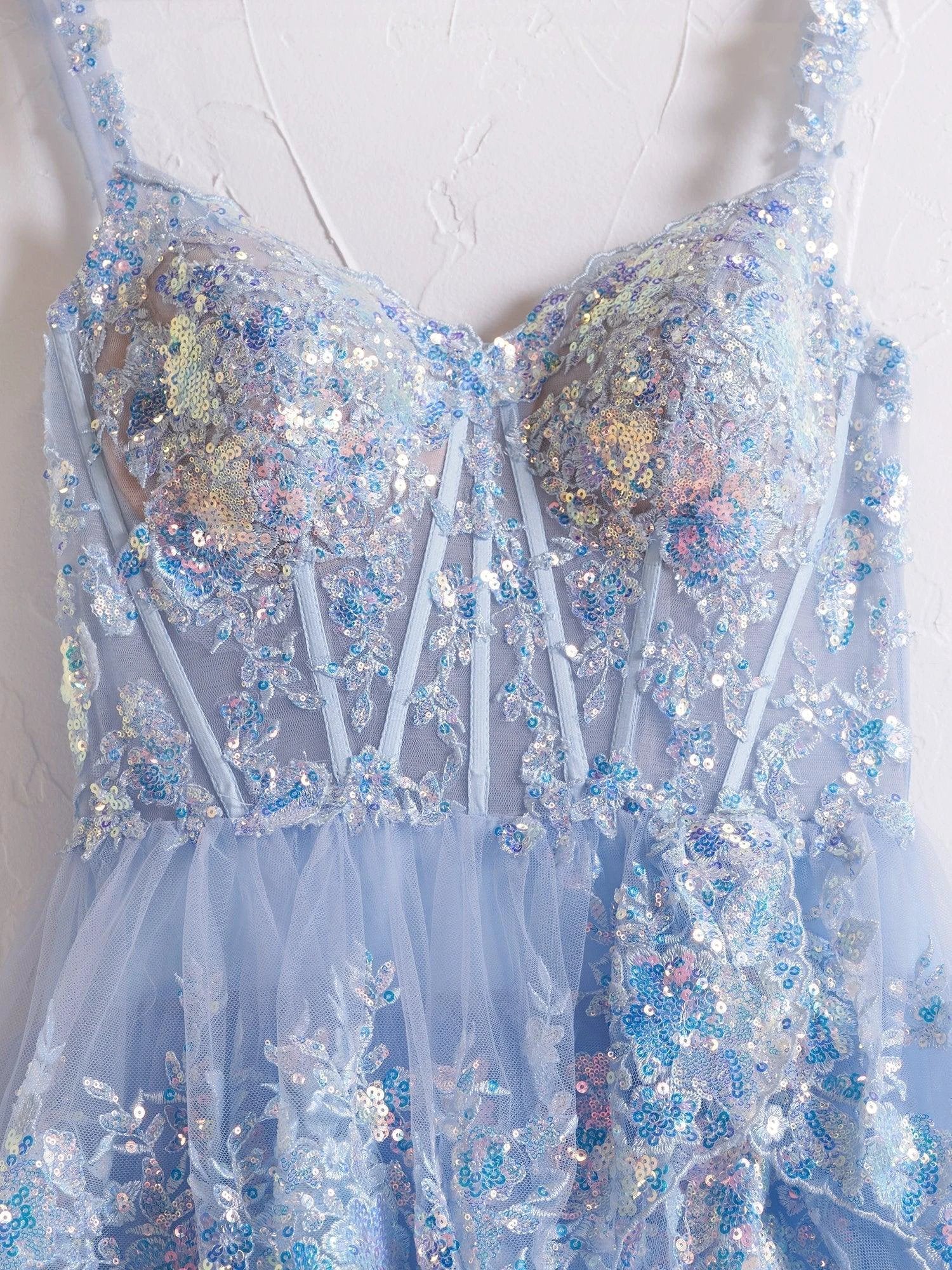 Princess A Line Off the Shoulder Corset Prom Dress with Lace Ruffles - Image 6