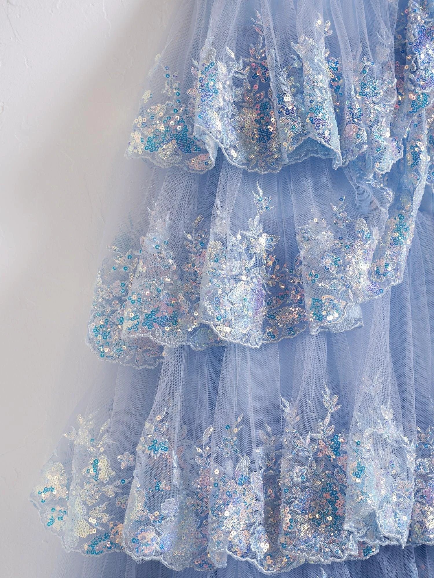 Princess A Line Off the Shoulder Corset Prom Dress with Lace Ruffles - Image 8