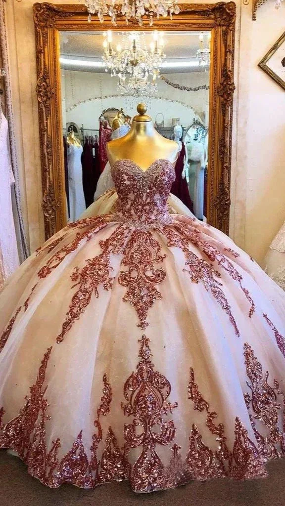 Princess Ball Gown Strapless Sweetheart Prom Dresses with Tulle,Quinceanera Dresses Y5393 - Image 2
