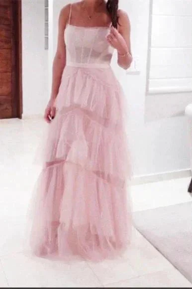 Princess Hot Pink Tiered Tulle Prom Dress SYP103 - Image 3