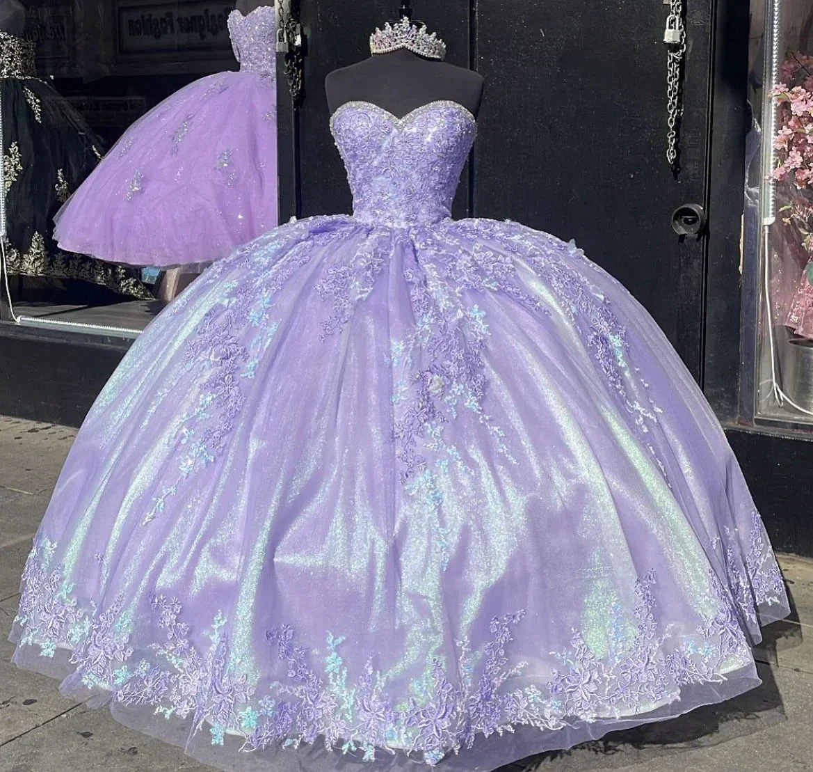 Princess Lace Lavender Quinceanera Dress Ball Gown Sweet 16 Dress Y2119 - Image 2