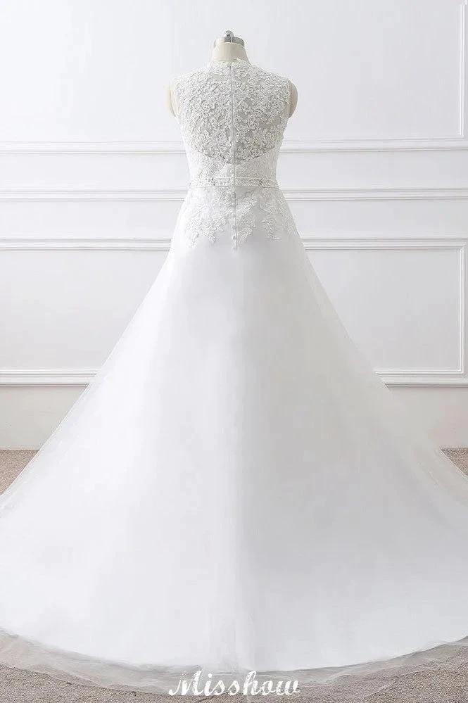 Princess Lace V-neck Tulle Elegant Wedding Dress - Image 2