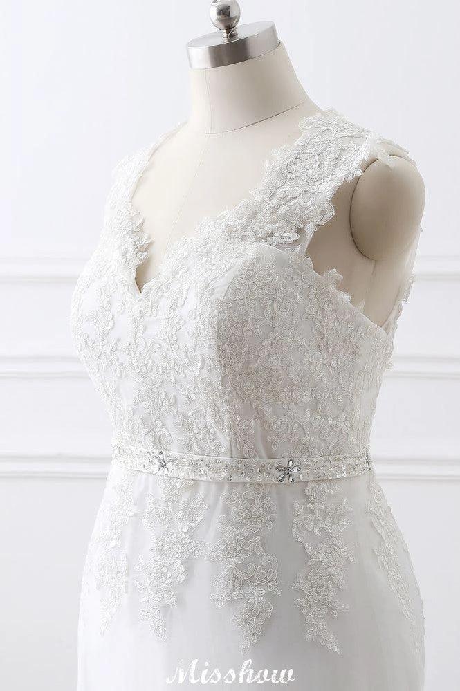 Princess Lace V-neck Tulle Elegant Wedding Dress - Image 5