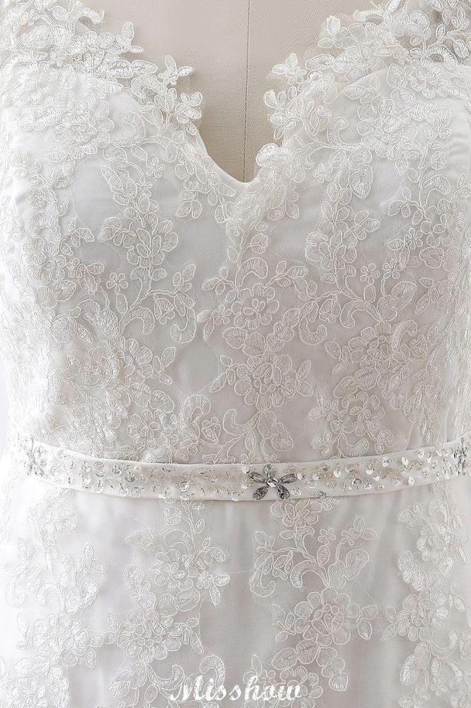 Princess Lace V-neck Tulle Elegant Wedding Dress - Image 6