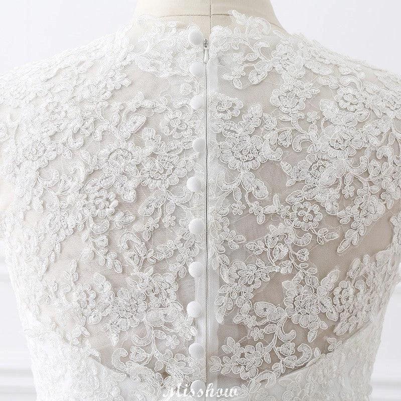 Princess Lace V-neck Tulle Elegant Wedding Dress - Image 8