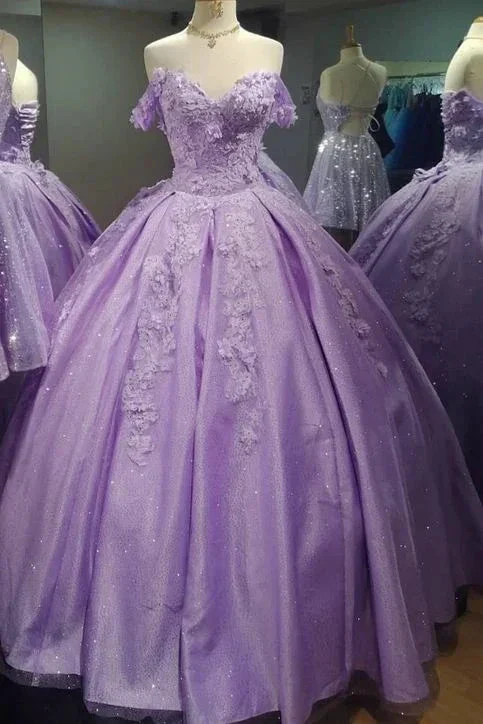 Princess Lilac Off the Shoulder Ball Gown Y4359 - Image 2