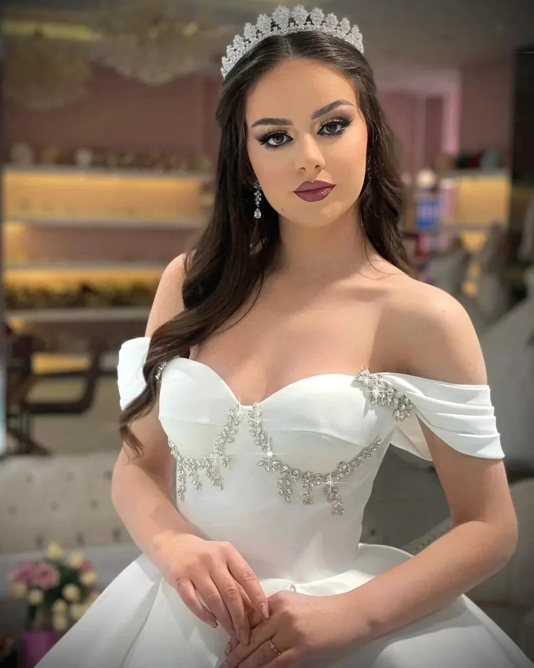 Princess Long A-line Off-the-shoulder Sleeveless Wedding Dress - Image 2