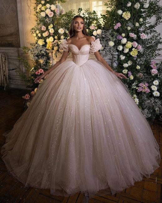 Princess Luxury Wedding Dresses Glitter with Lace - Image 3