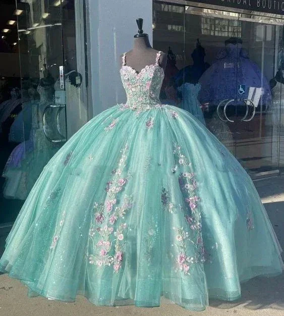 Princess Mint Green Plus Size Quinceanera Dresses Lace Applique Ball Gown Sweet 16 Dress Y6366 - Image 2