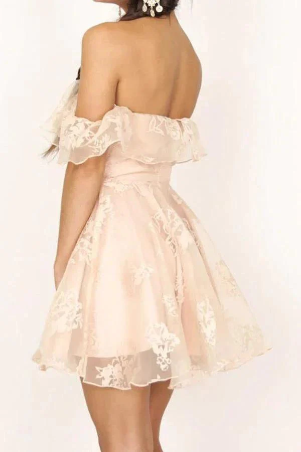 Princess Off the shoulder Ruffle Homecoming Dress Short Party Dress PG152 - Image 2