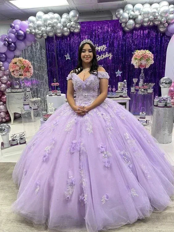 Princess Purple Prom Ball Gown Dresses Y7185 - Image 2