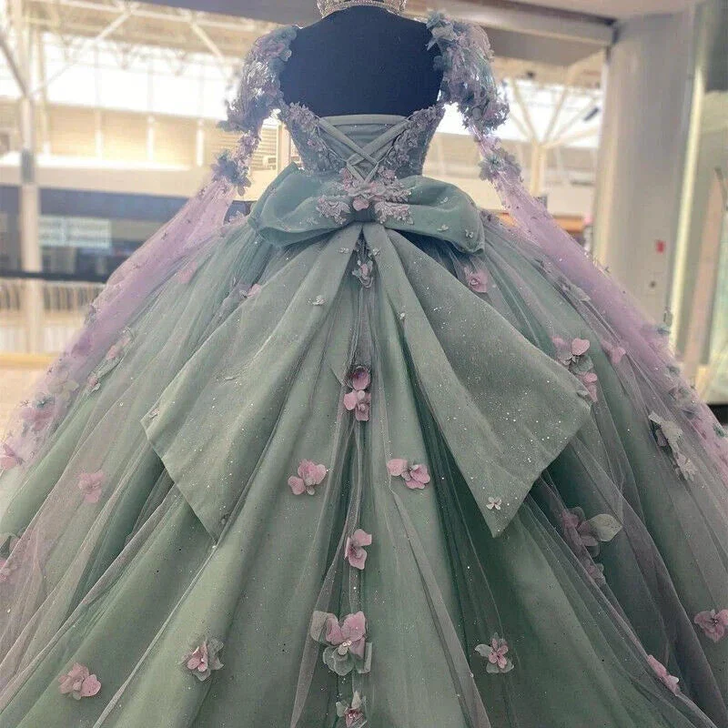 Princess Sweetheart Ball Gown Quinceanera Dresses Beaded Celebrity Party Gowns With 3D Flowers  Y2982 - Image 3