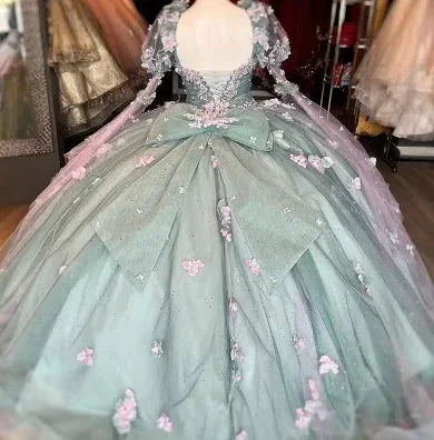 Princess Sweetheart Ball Gown Quinceanera Dresses Beaded Celebrity Party Gowns With 3D Flowers  Y2982 - Image 4