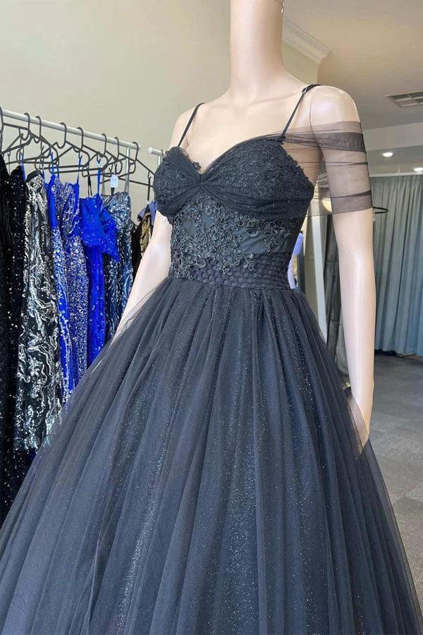 Princess Sweetheart Tulle Cold-Shoulder Black  Long Prom Dress PSK378 - Image 3