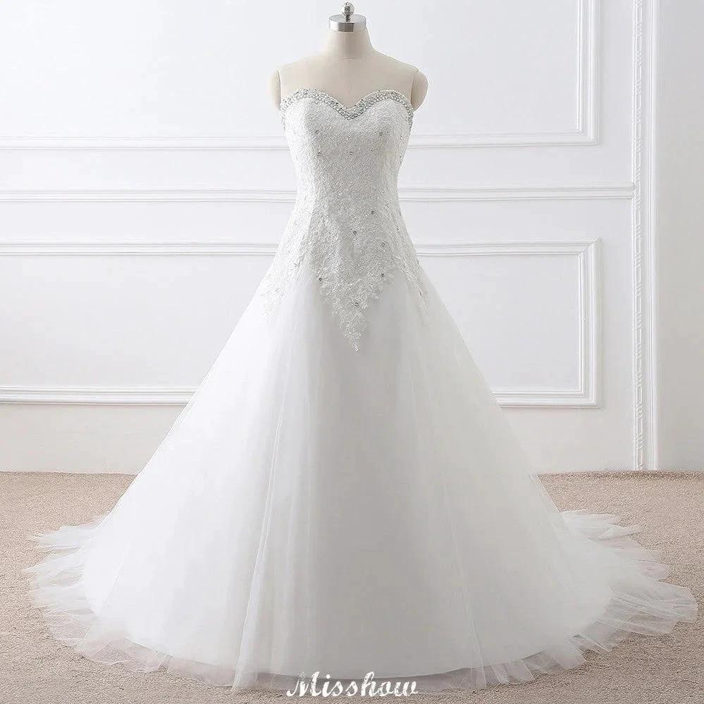Princess Sweetheart Tulle Wedding Dress With Lace - Image 10