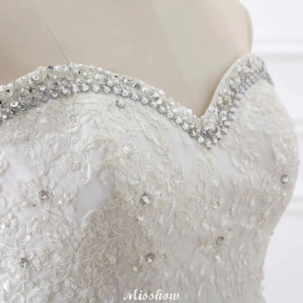 Princess Sweetheart Tulle Wedding Dress With Lace - Image 4