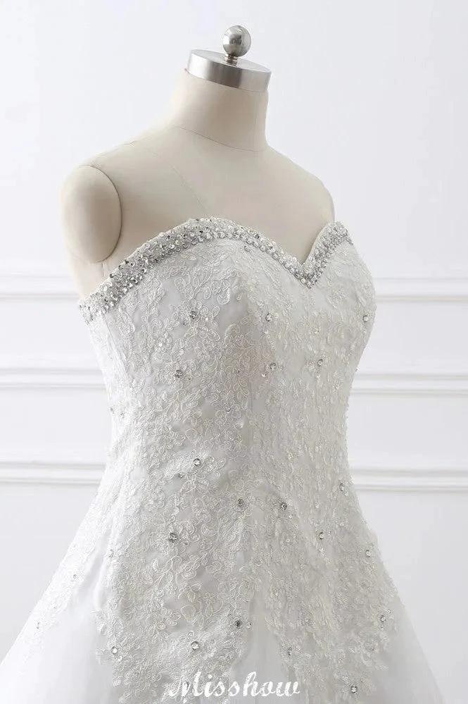 Princess Sweetheart Tulle Wedding Dress With Lace - Image 8