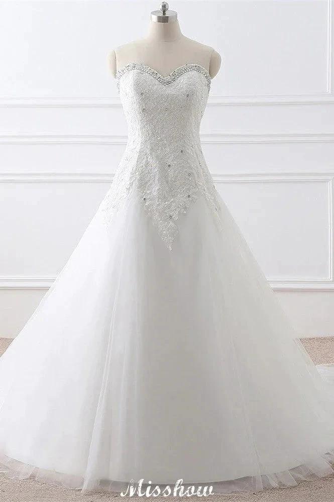 Princess Sweetheart Tulle Wedding Dress With Lace - Image 9