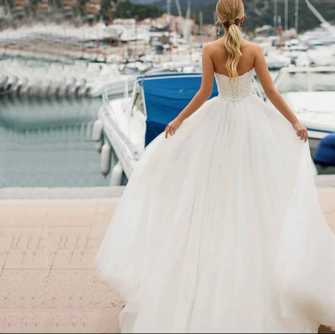 Princess Wedding Dress 2021 A-Line Sweetheart Sleeveless Backless Embroidery Chiffon Sweep Train Bridal Gown Vestidos De Noiva - Image 3