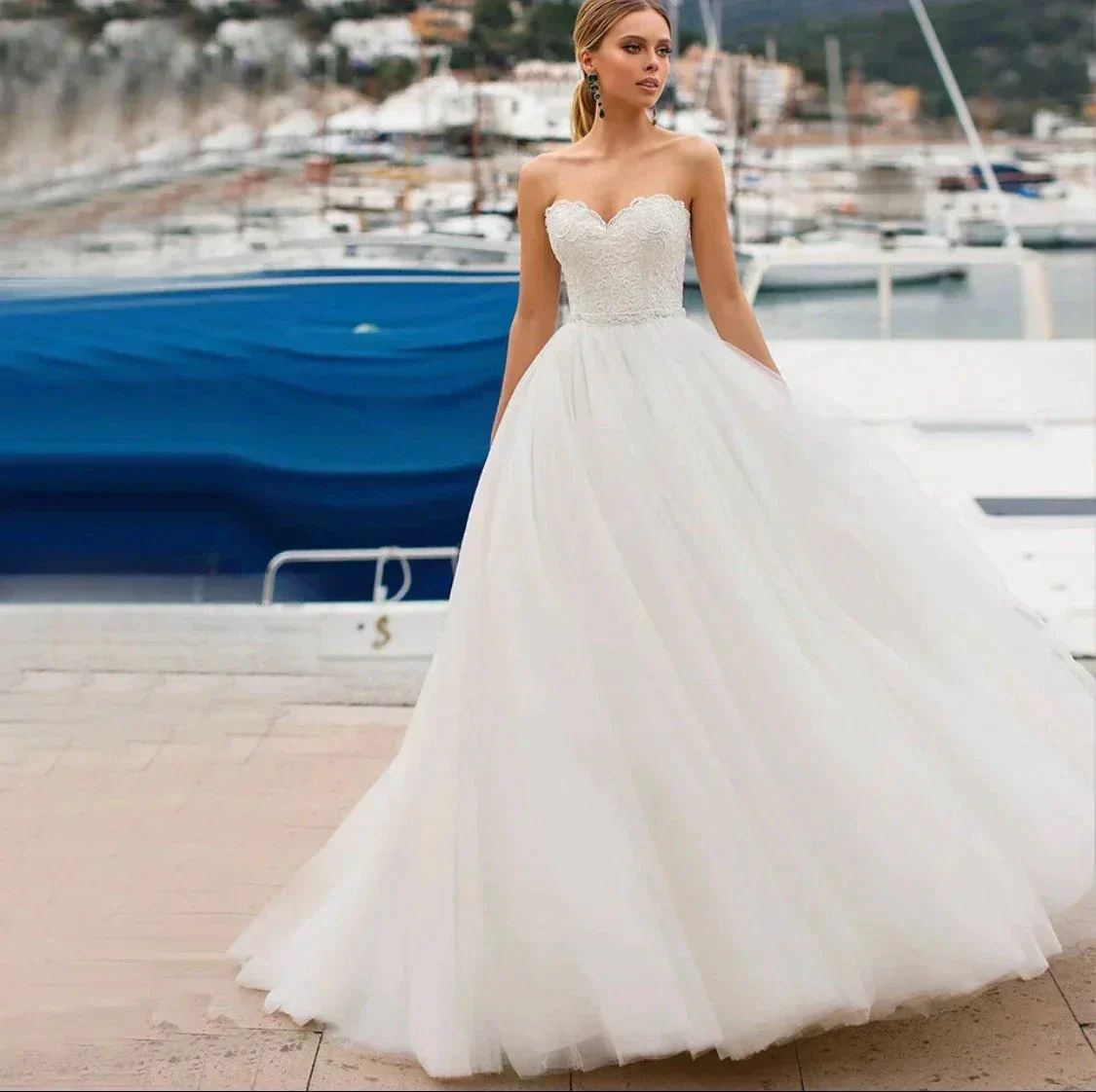 Princess Wedding Dress 2021 A-Line Sweetheart Sleeveless Backless Embroidery Chiffon Sweep Train Bridal Gown Vestidos De Noiva - Image 4