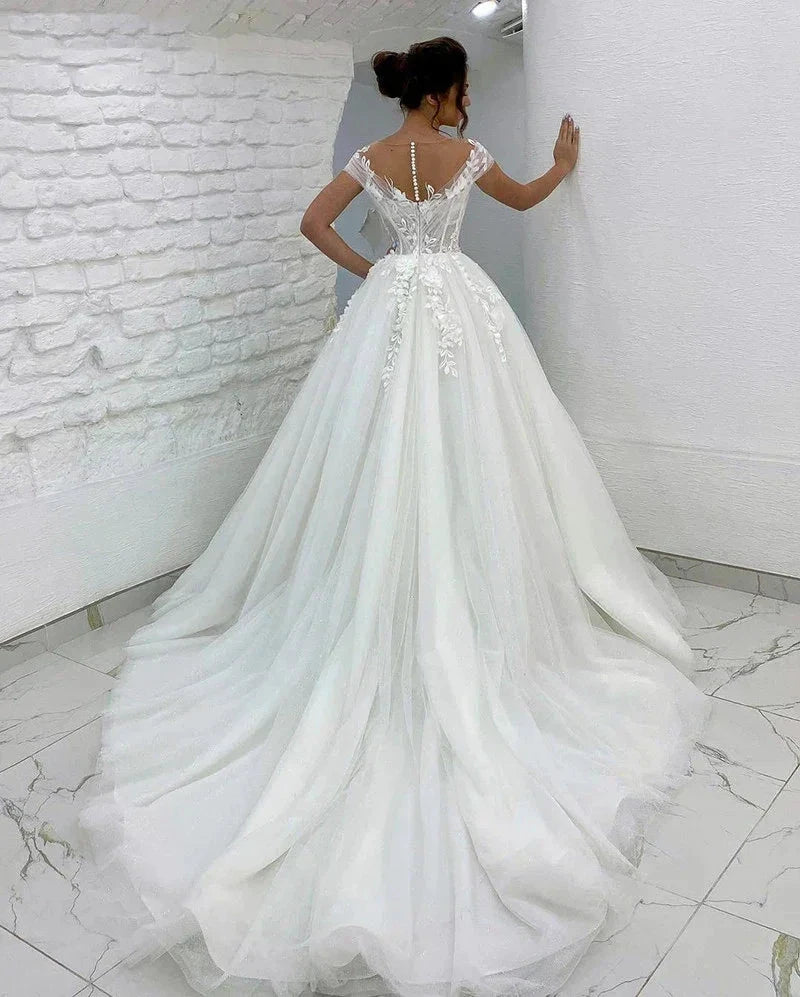 Princess Wedding Dresses Off Shoulder 3D Lace Applique Ladies Sleeveless Boho Bridal Gowns Vestido De Novia Custom 2023 - Image 2