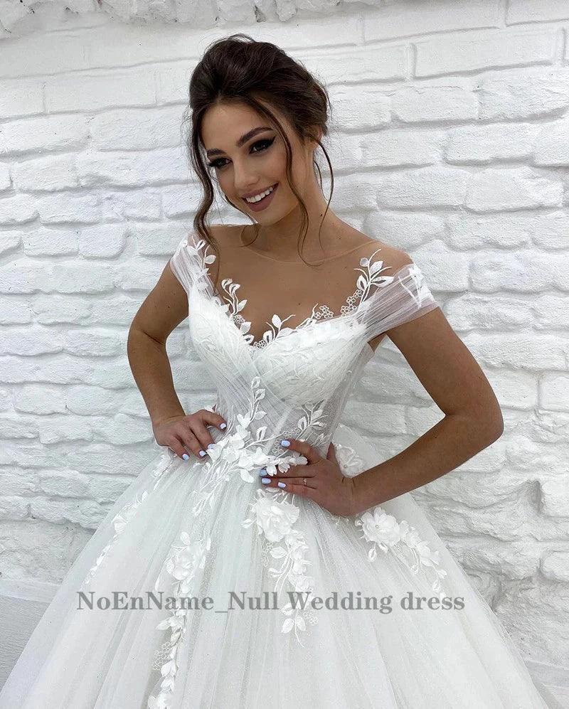 Princess Wedding Dresses Off Shoulder 3D Lace Applique Ladies Sleeveless Boho Bridal Gowns Vestido De Novia Custom 2023 - Image 4