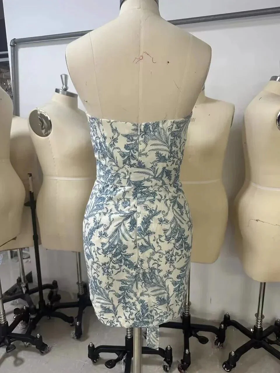 Print Floral Short Homecoming Dress Strapless Party Dress Y3080 - Image 2