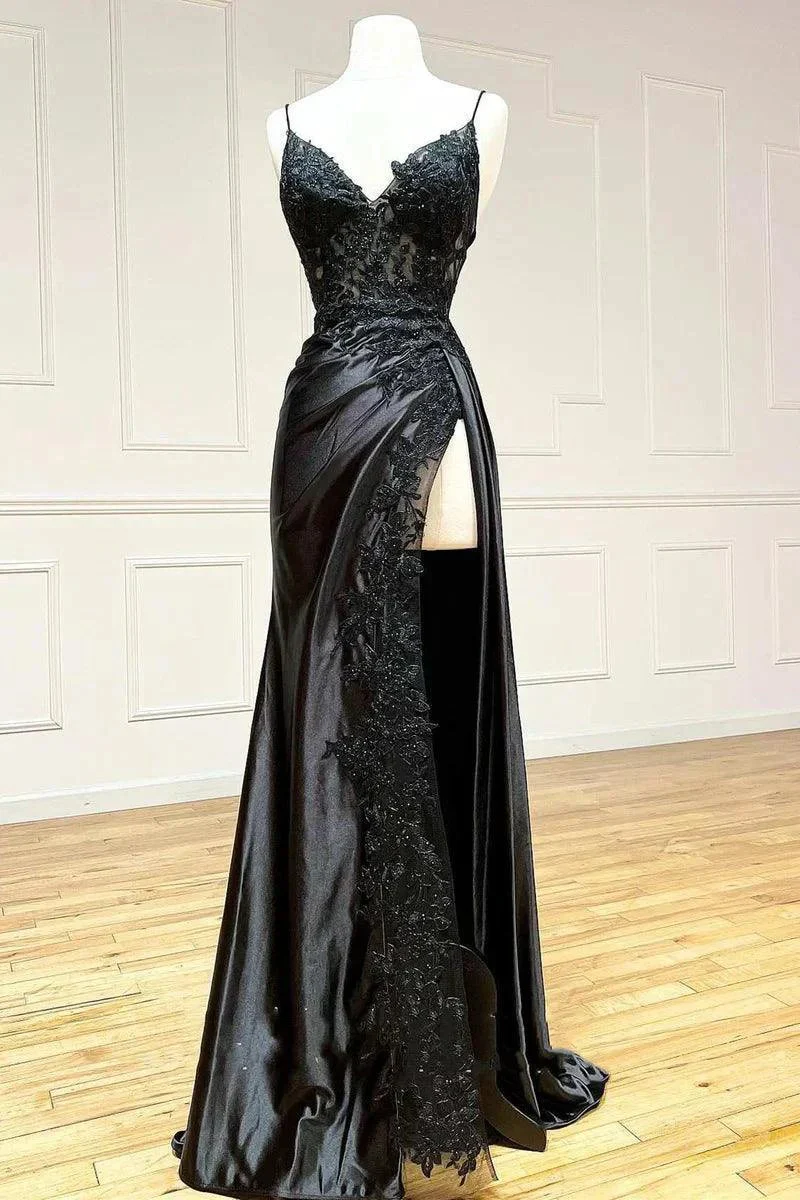 Prom Dress Sheath Black Long Appliques - Image 2