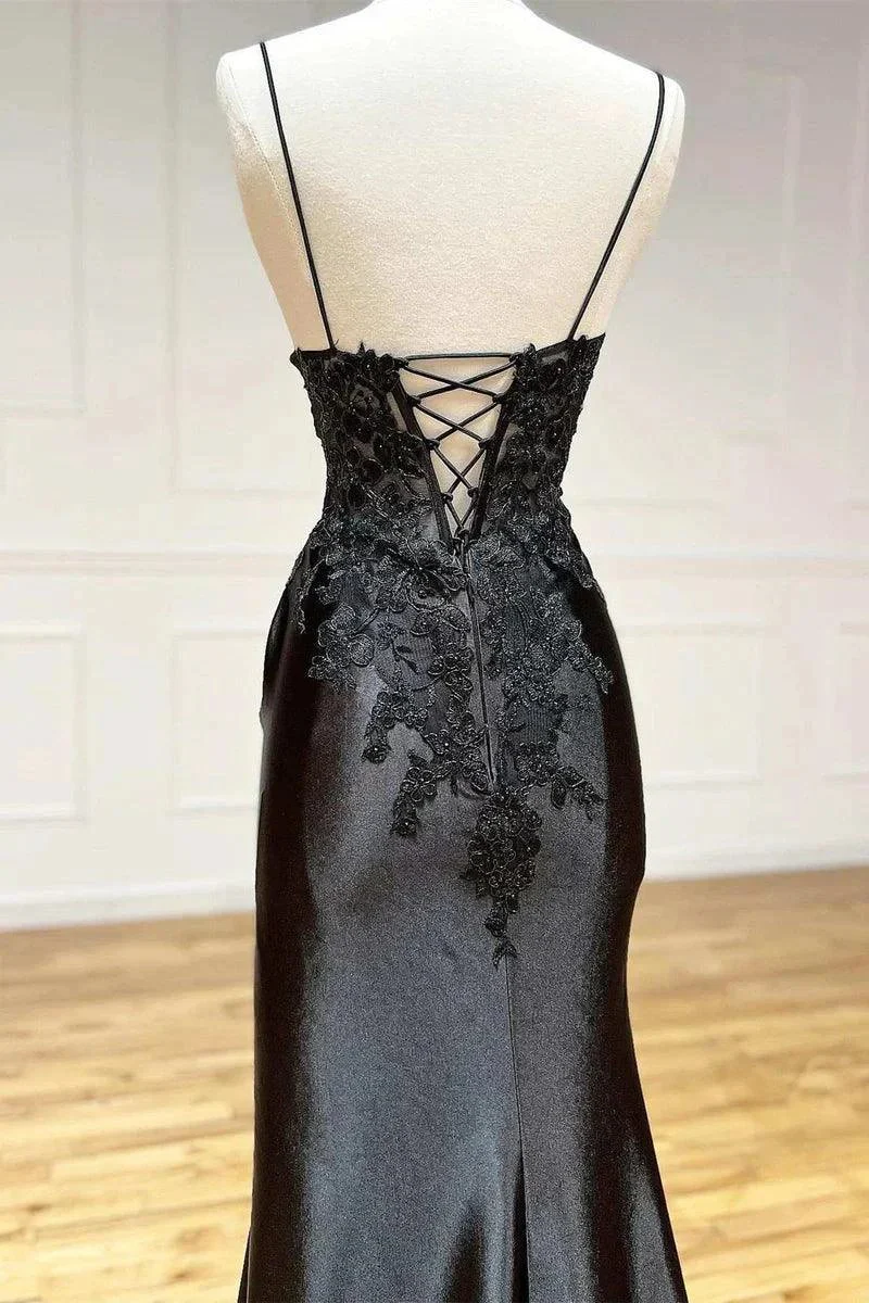 Prom Dress Sheath Black Long Appliques - Image 4