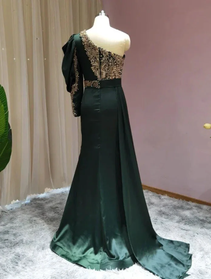 Prom dresses dark green | Evening dresses long with sleeves - Image 3