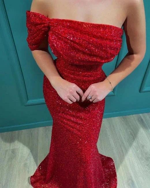 Prom dresses long red | Evening dresses glitter - Image 4