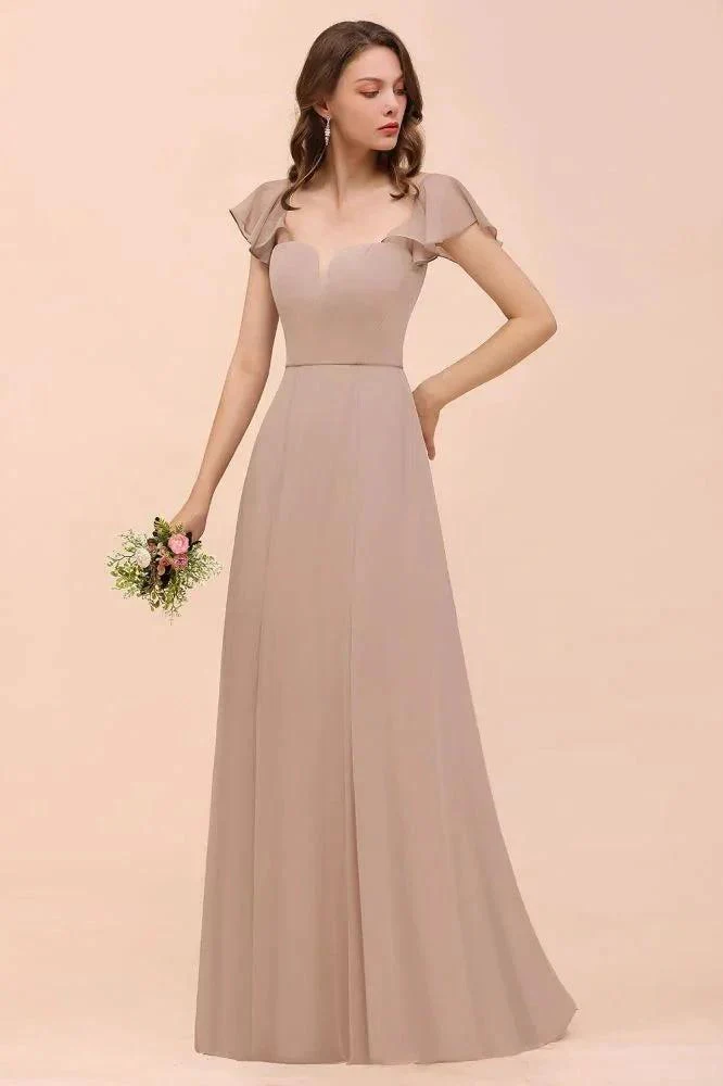 Puff Sleeve Khaki Bridesmaid Dress Side Spolit Maid of honor dress - Image 7