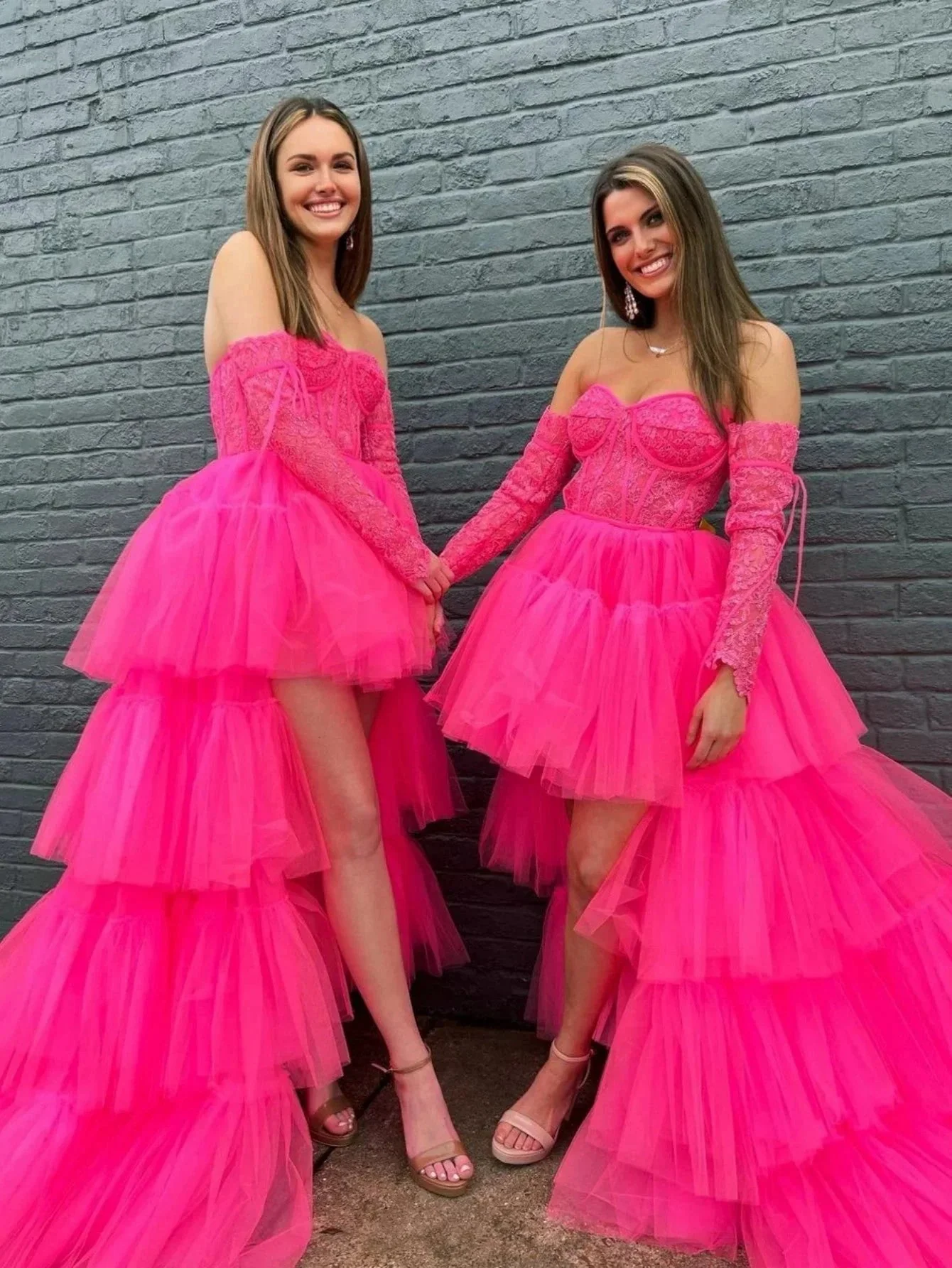 Paige |A-Line Asymmetrical Strapless Tiered Tulle Prom Dress - Image 3