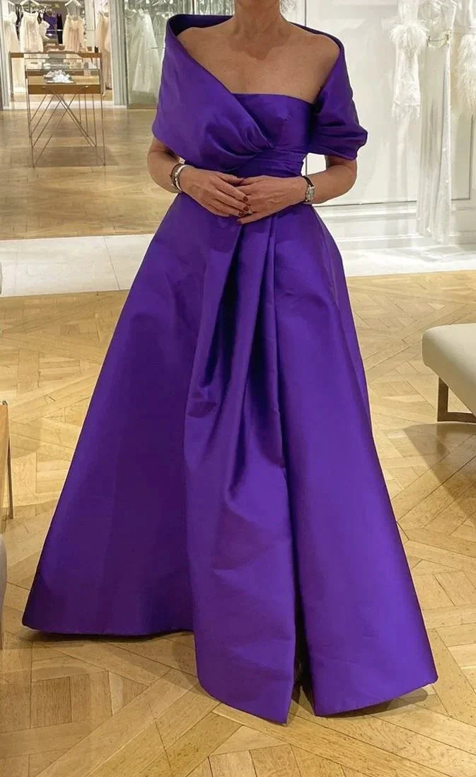 Purple A-line Satin Long Prom Dress,Purple Evening Dress ,Y2435 - Image 2