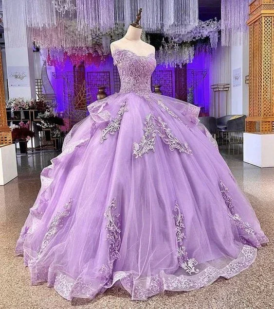 Purple Ball Gown Prom Dresses Long Sexy Prom Dress Y4366 - Image 2