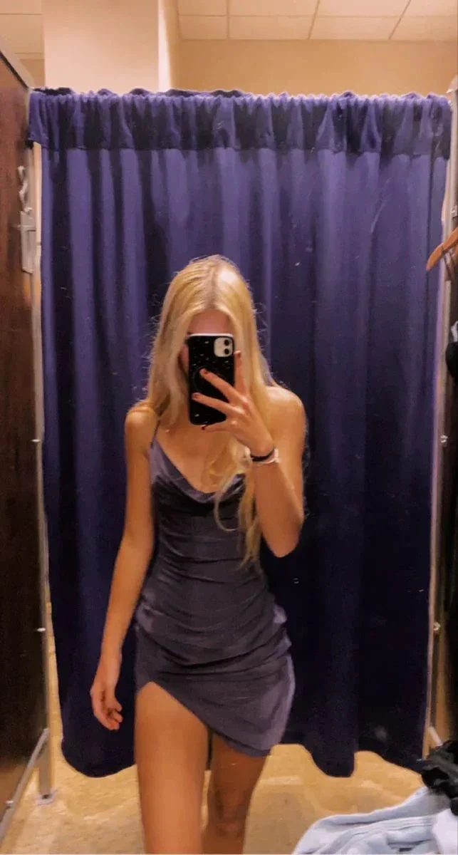 purple satin homecoming dress night outfit dress Y2962 - Image 2