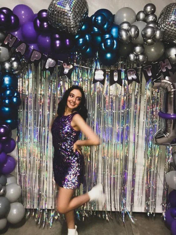 Purple Sleeveless Birthday Party Dress Mini Homecoming Dress Y5874 - Image 2